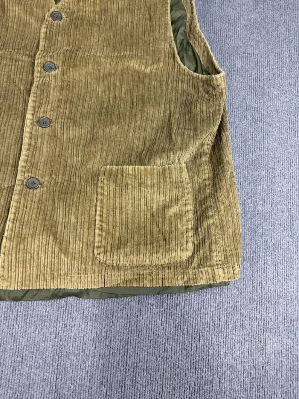 Jackie Vital Mens  Green Corduroy Button Front Vest Size L